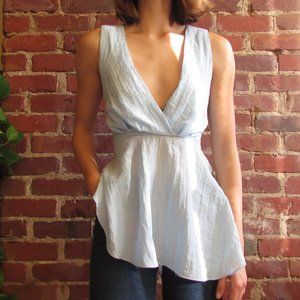 Tie-Back Flowy Baby Blue Top